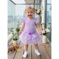 thumbnail image 4 of RUINIXCW Baby Girl First Birthday Cake Mesh Outfit 1st Birthday Clothes One Years Old Rainbow Sprinkles Fly Sleeve Romper Tulle Tutu Skirt Headband 3 Piece Set, 4 of 9