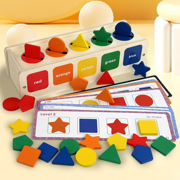 Tasse de tri Montessori Jeu de tri Jouets avec boîte de rangement  d'activité pour 2 3 4 ans, bâton de tri avec 25 pièces cadeau  d'anniversaire jouet éducatif pour enfants (boîte) 