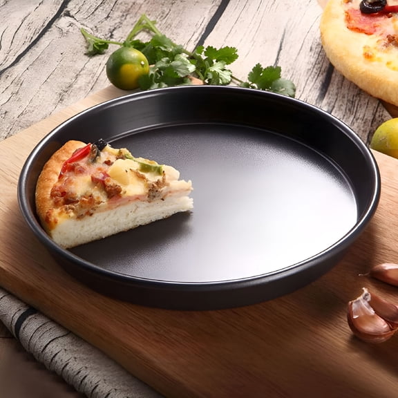 ACDANC Pizza Pan Premium Non-Stick Bakeware Round Deep Dish Carbon Steel Pizza Tray Cake Pan Perfect Results Kitchen Tools for Homemade Pizza 7" Black
