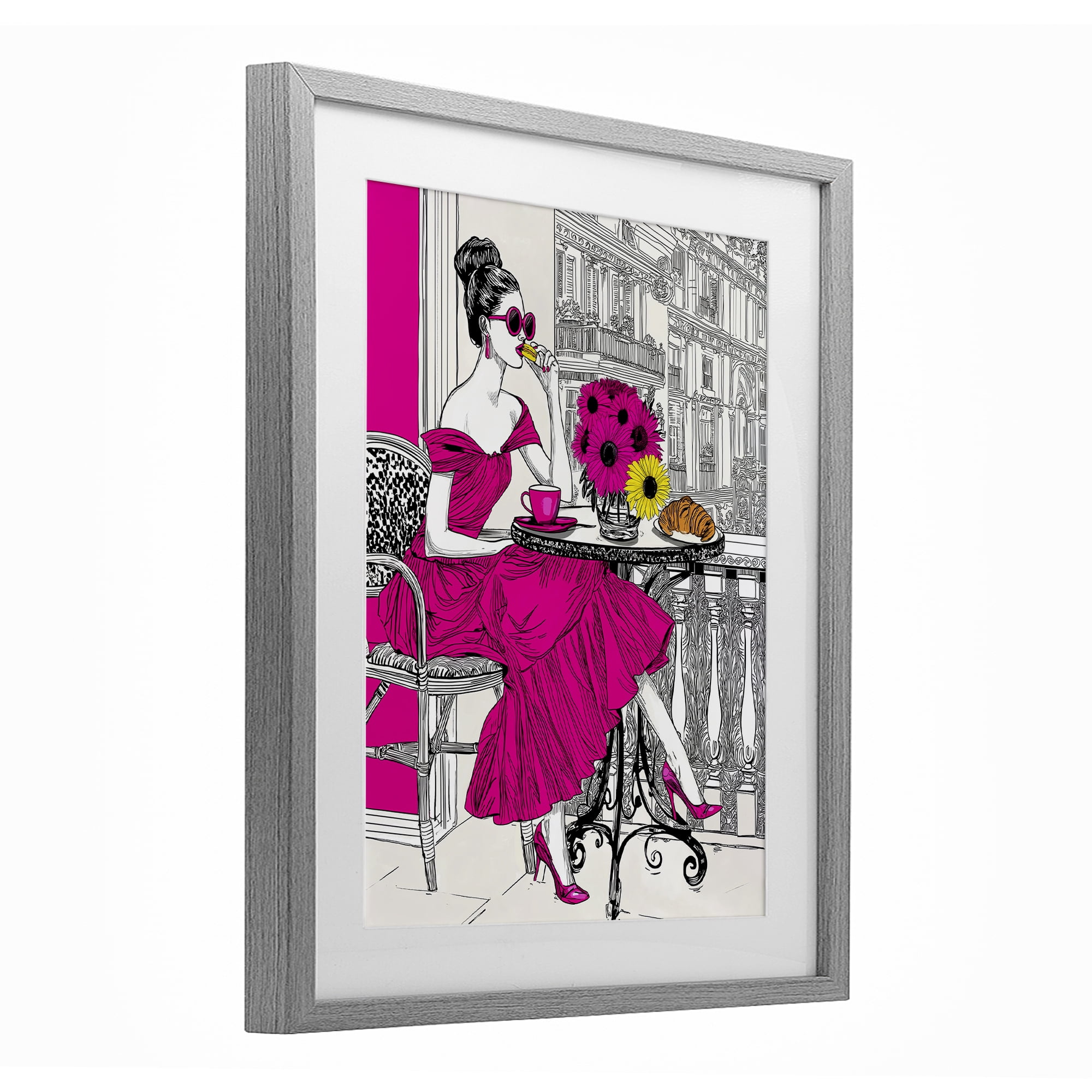 Stupell Industries Glamorous Brunch on Balcony Gray Framed Print Under Glass, design by Jess Stempel