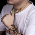 thumbnail image 2 of Rhinestone Cross-style Cuban Chain, Silver-plated Gold-plated Bling 2 of 11