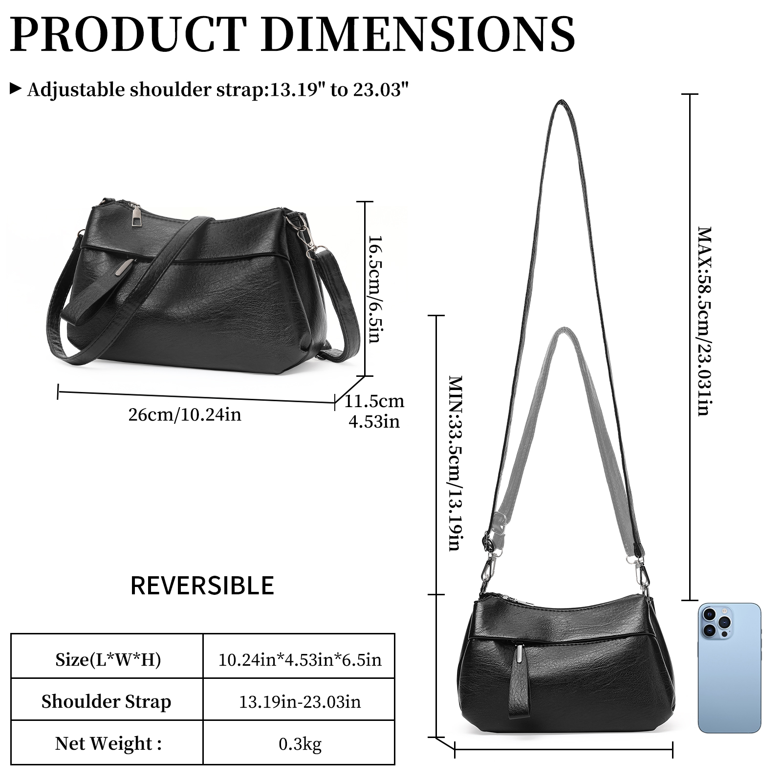 GOIACII Shoulder Bag for Women Leather Purse Crossbody Bag with Adjustable Strap