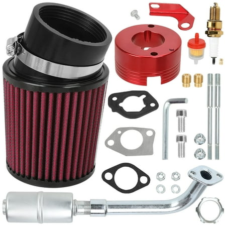420cc Exhaust Header Pipe Muffler Air Filter Jet Kit for Predator 420 301cc 389cc 8hp 13hp 15hp GX340 GX390 GX270 OHV Clone Engine Mini Bike Go Kart Performance Parts Stage 2 Golf Cart Lawnmower Kit