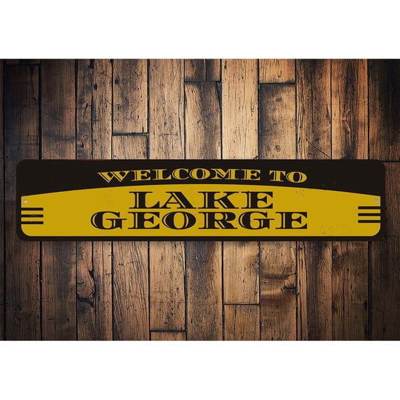 Lake Welcome Novelty Decor, Metal Wall Sign - 4x18 Inches