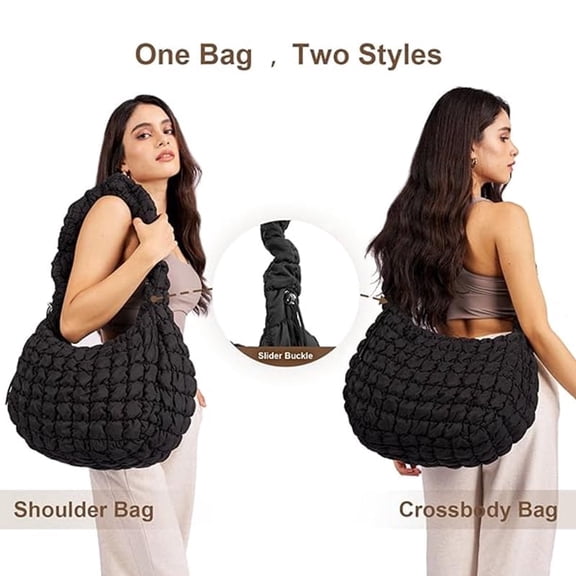 Women's Puffer Totes Fashion Quilted Shoulder Crossbody Bag Solid Color Rhombus Down Padded Handbag Dumpling Purse