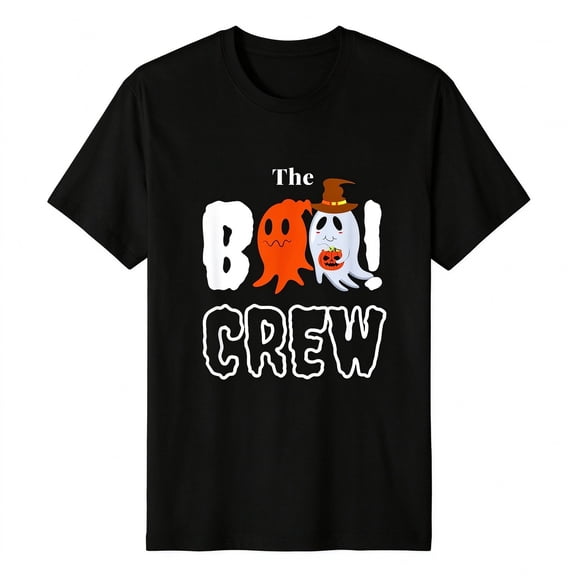 Halloween Men's T-Shirt The Boo Crew Halloween Short Sleeve Holiday Gift Cotton Tees