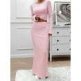 thumbnail image 5 of Women'S Skirt Sets 2 Piece Outfits Striped Skirt and Top Set 2 Piece Sets for Women Fall Outfits Pink M, 5 of 9