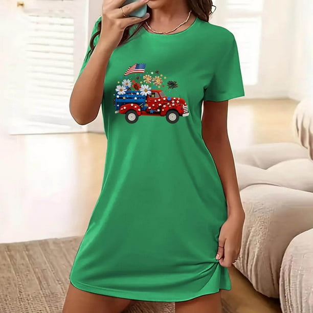Camisón corto de talla grande para mujer, camisón de manga corta con estampado de pecho a la moda, camisón para mujer