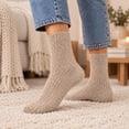 thumbnail image 2 of MKOSPLRT Winter Warm Home Sleeping Socks for Ladies Brown Plush Thick Flannel Fleece Mid‑Calf Floor Socks Cozy Fluffy Casual House Socks Night Rest Indoor Lounging, 2 of 8