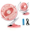 Portable Fan Rechargeable Battery USB Mini Rotation Clip On for Baby Stroller Car Camping Desk
