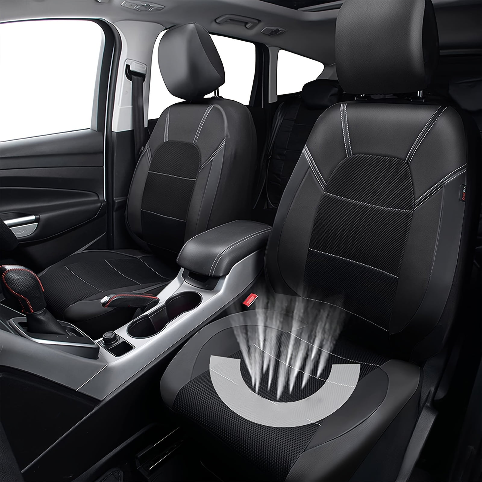 5 Seat Covers Universal Car Seat Cover Full Set Front Rear Cover Fit Solid 40/60, 60/40, 50/50 Split Bench