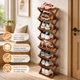 thumbnail image 3 of JUANYU Shoes Rack Organizer,Multi Tier Wooden Foldable Storage Rack for Home Shoe Storage with Durable Cross Structure,8-Tier,Tawny, 3 of 11