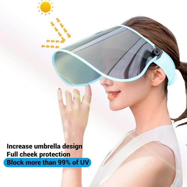 Visera solar ajustable con rotación de 360° y protección UV para exteriores, camping, senderismo y tenis.