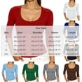thumbnail image 3 of Women's 3/4 Sleeve Top Scoop Neck Ribbed Knit Slim Fit Casual Basic Undershirt Solid Color Layering Tee Tight Shirts for Women, 3 of 7