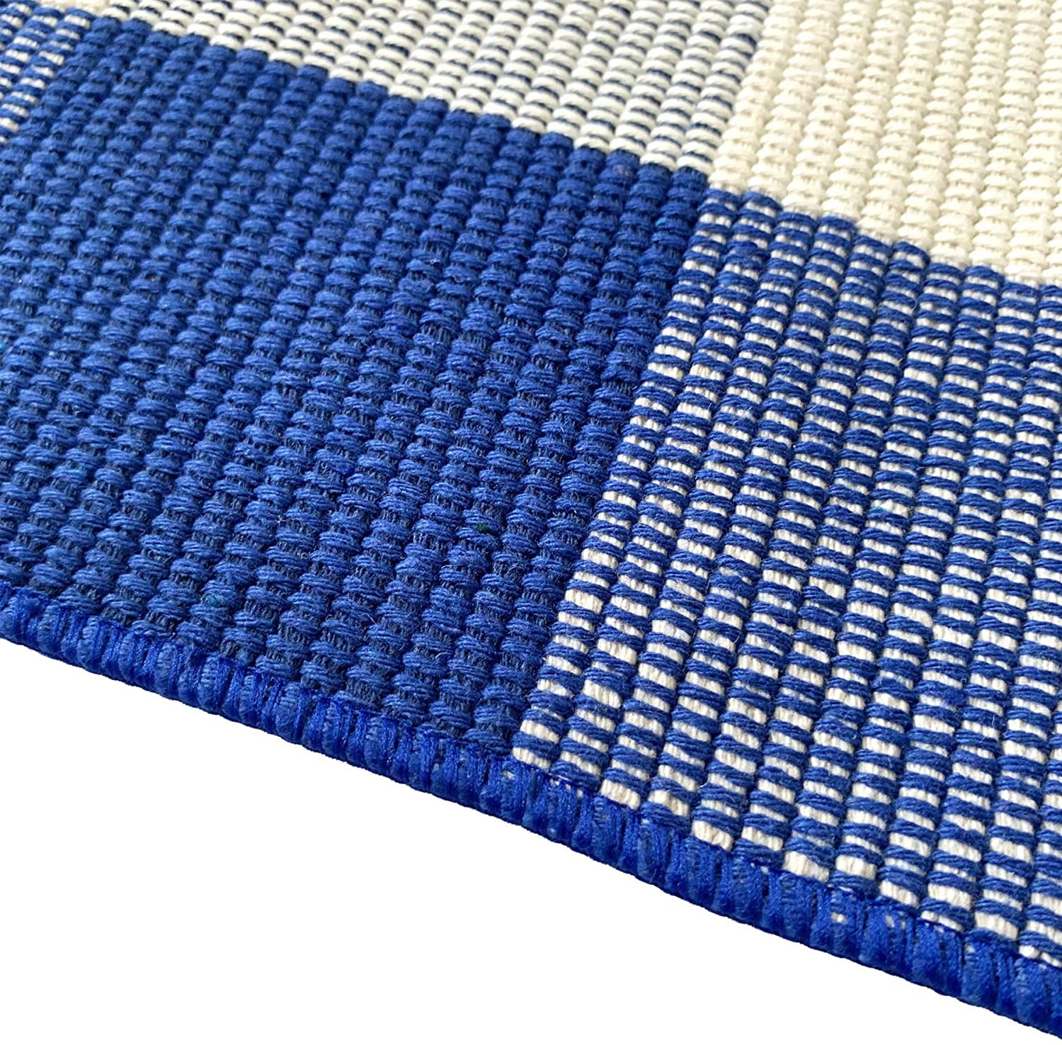 Ukeler Cotton Farmhouse Blue Buffalo Plaid Rugs- Washable Buffalo Check Area Rugs for Kitchen/Bathroom/Laundry Room/Entry Way, 23.6'' x 51.2''