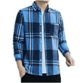 thumbnail image 2 of DDAPJ pyju Big and Tall Button Down Shirts for Men Flannel Plaid Shirt Lightweight Shacket Casual Stylish Tops with Chest Pocket Blue XXXXXXXL, 2 of 3