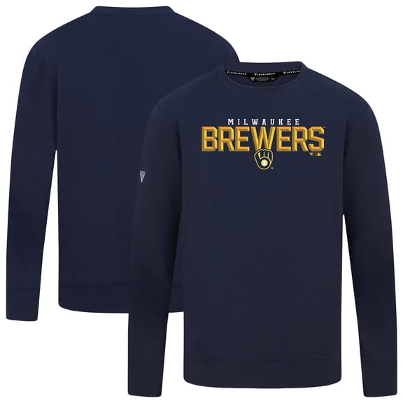 Men's Levelwear Navy Milwaukee Brewers Mandate Carve Tri-Blend Sweatshirt