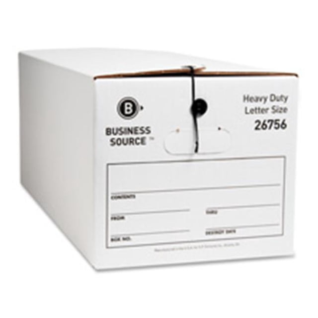 Business Source Storage Box- Medium-duty- Letter- 12-CT- White-Black