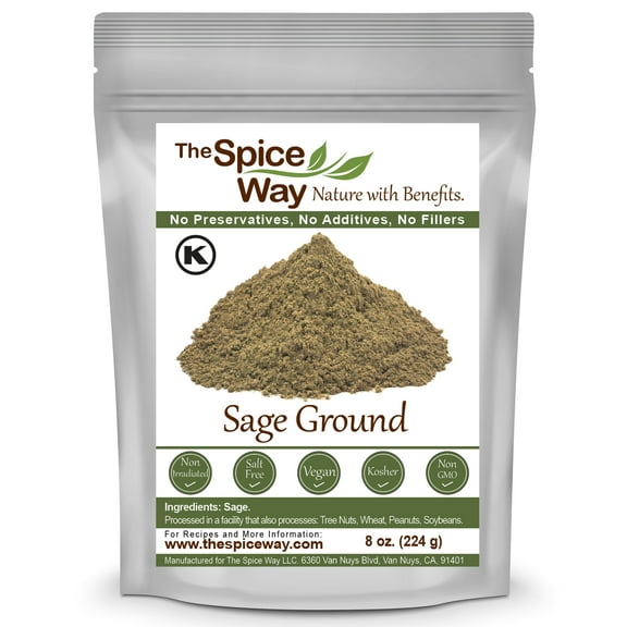 The Spice Way - Sage Ground Powder - Kosher Certified Pure and Authentic Culinary Delight - 8 oz