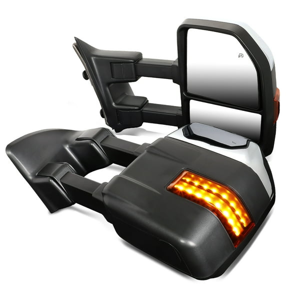 DNA Motoring TWM-056-T999-CH-AM For 1999 to 2007 Ford F250 F350 F450 F550 Super Duty Pair Powered Adjustment Heated LED Turn Signal Towing Mirror 00 01 02 03 04 05 06 ( Chrome )
