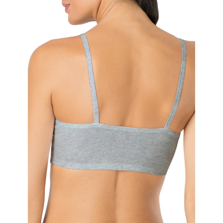 Fruit of The Loom Women's Spaghetti Strap Cotton Pull Over 3 Pack Sports  Bra in Fashion Colors