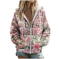 thumbnail image 4 of Sexlip Women's Printed Long Sleeve Fashion And Leisure Pocket Hooded Sweatshirt Top Pink M, 4 of 6