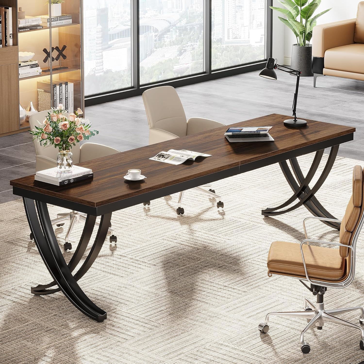 Tribesigns 2-Person Desk, 78.7-Inch Extra Long Desk, Large Double Computer Desk for Home Office, Work Desk (Only Table)