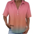 thumbnail image 6 of Favoffer Women's Linen Blouse Turtleneck Short Sleeve Solid Color Button Snap V Neck Daily Office Streetwear Fashion Casual Shirt, 6 of 7