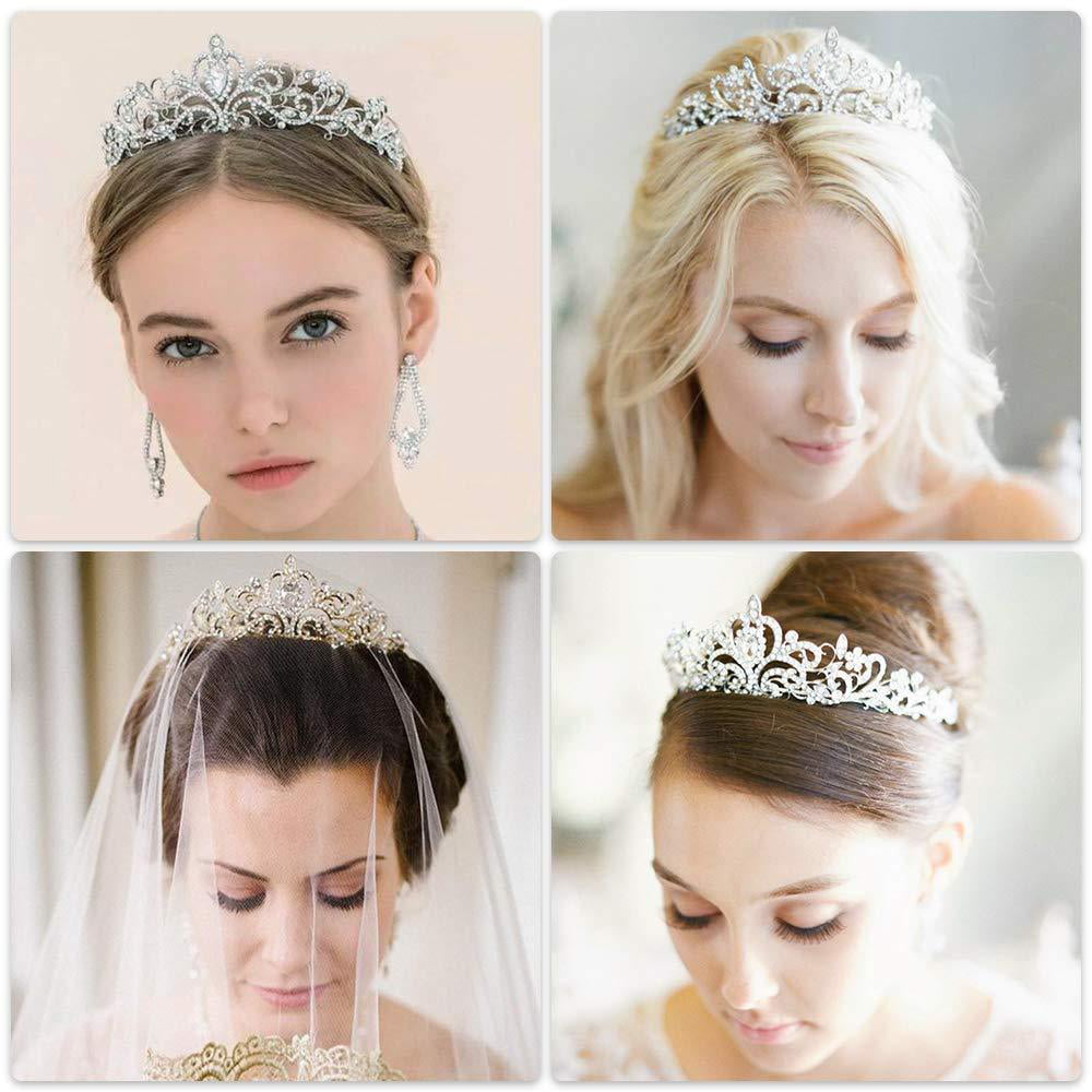 Makone Crystal Crowns and Tiaras with Comb Headband for Girl or Women  Birthday Party Wedding Prom Bridal Style-4