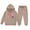 Khaki, variant on Girls Fashion Long Sleeve Hooded Sweater and Pants Outfit Set for Middle Older Children Youth Apparel