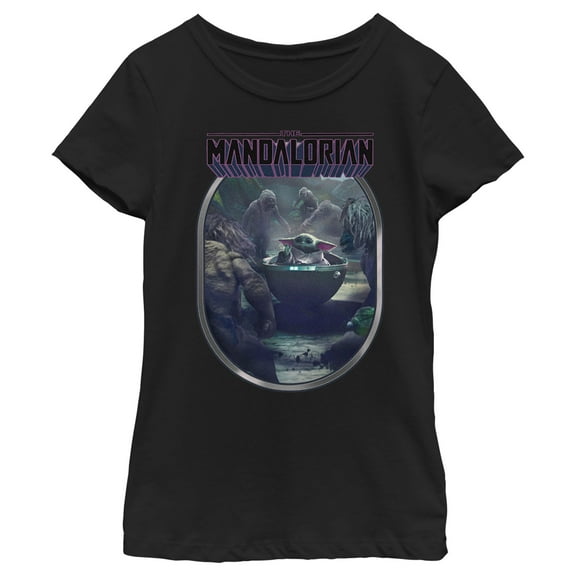 Girl's Star Wars: The Mandalorian Grogu and the Alamites  Graphic Tee Black Large