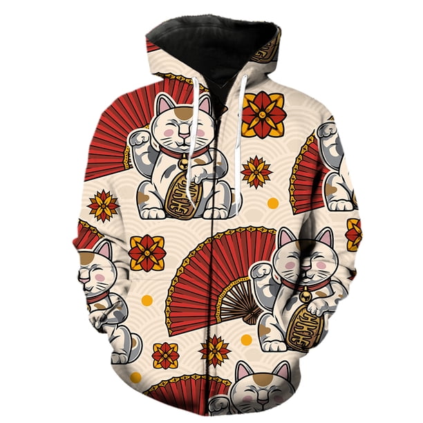 Sudadera con cremallera y diseño de dragón chino para hombre, informal, gran oferta 2024, sudaderas de hip hop de gran tamaño, divertidas, de manga larga, con estampado 3D, primavera y otoño.