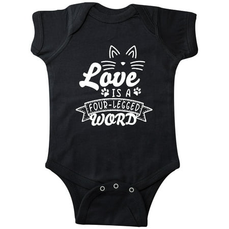 

Inktastic Love is a 4 Legged Word with Cat Ears and Whiskers Gift Baby Boy or Baby Girl Bodysuit