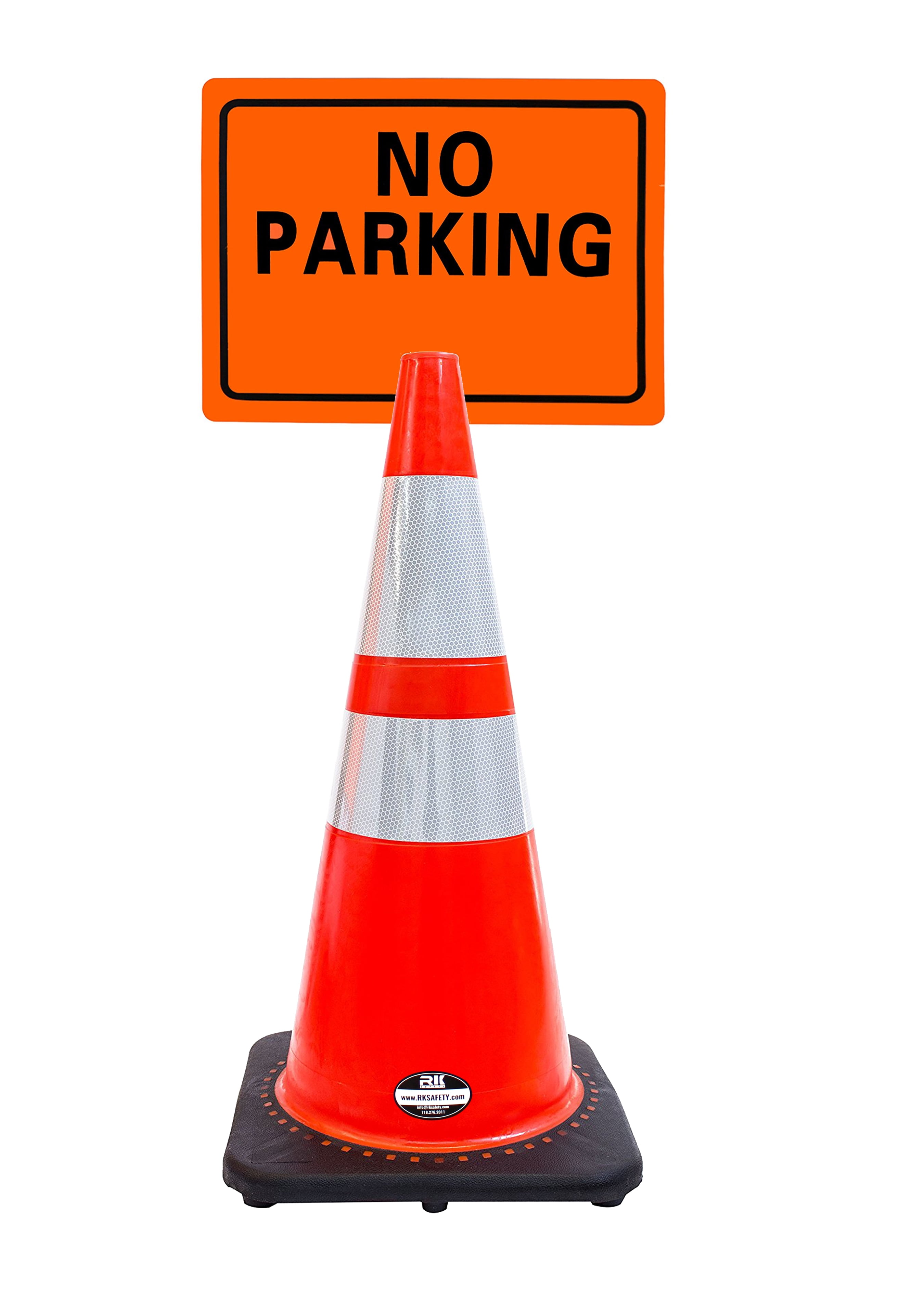 RKSafety 28" Orange Cone, Black base With Two Reflective Tape, Plus
