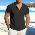 thumbnail image 4 of Timegard Men's Shirts Front Placket Short Sleeve T-Shirts Fashion Casual Drop Shoulder Loose Lightweight Tops, 4 of 8