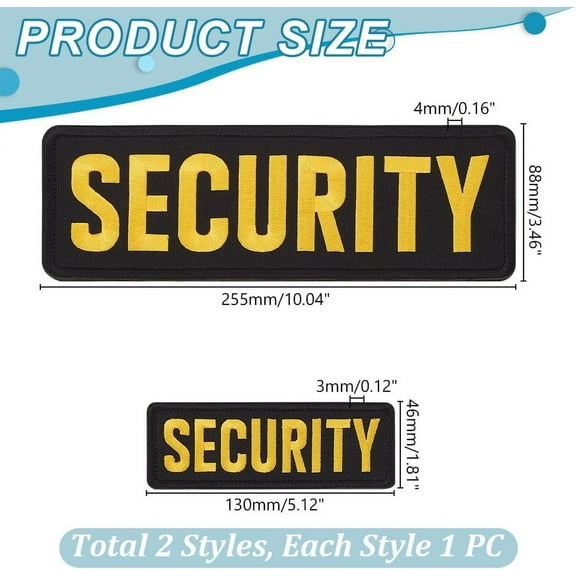 1set Security Personnel Polyester Embroidered Appliques Ornament Accessories Sewing Craft Decoration golden 46~88x130~255x3mm