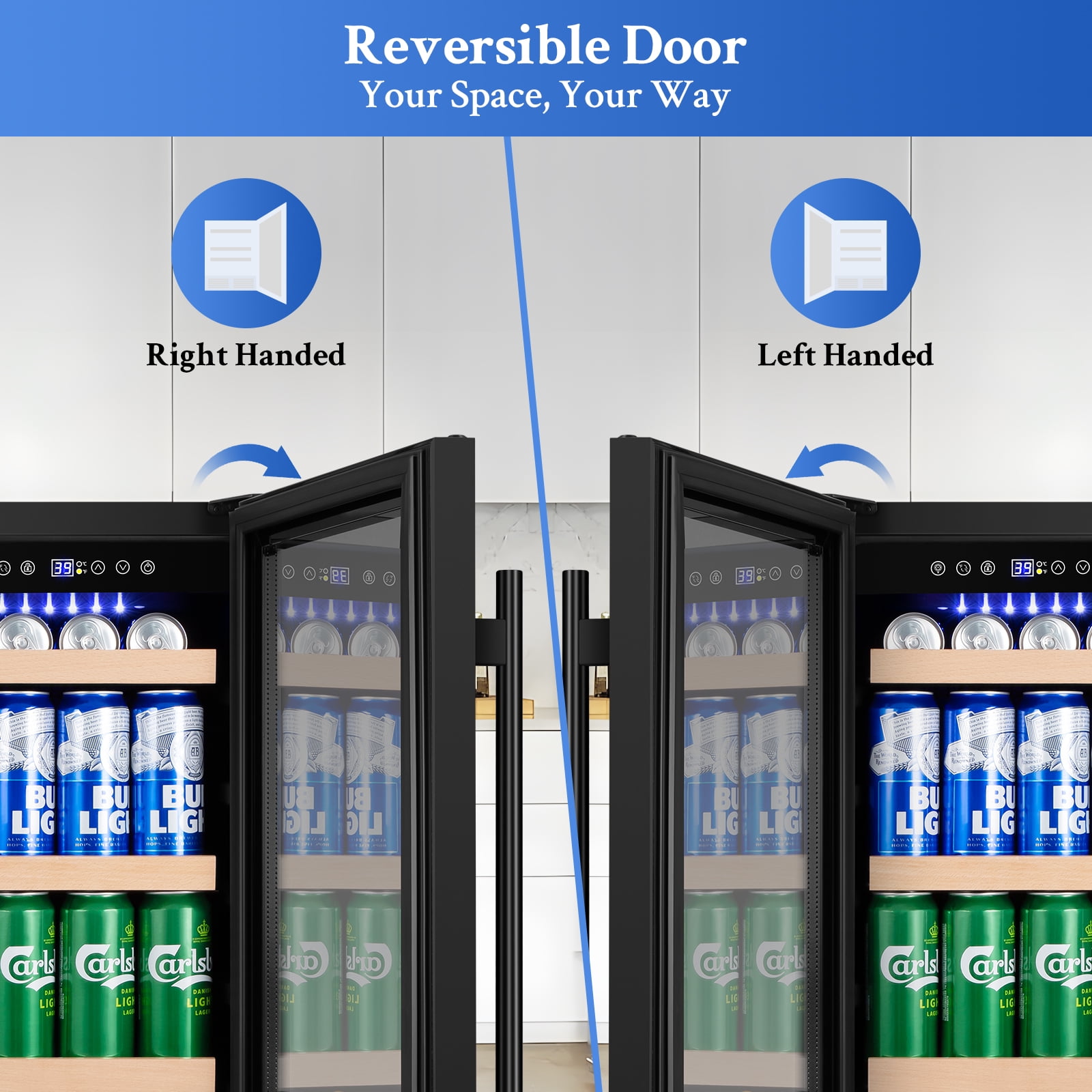 TITTLA Beverage Refrigerator with Glass Door,130 Cans 3.1 Cubic Feet Under Counter ,with Basket Design for Soda, Beer or Fruit,,Black