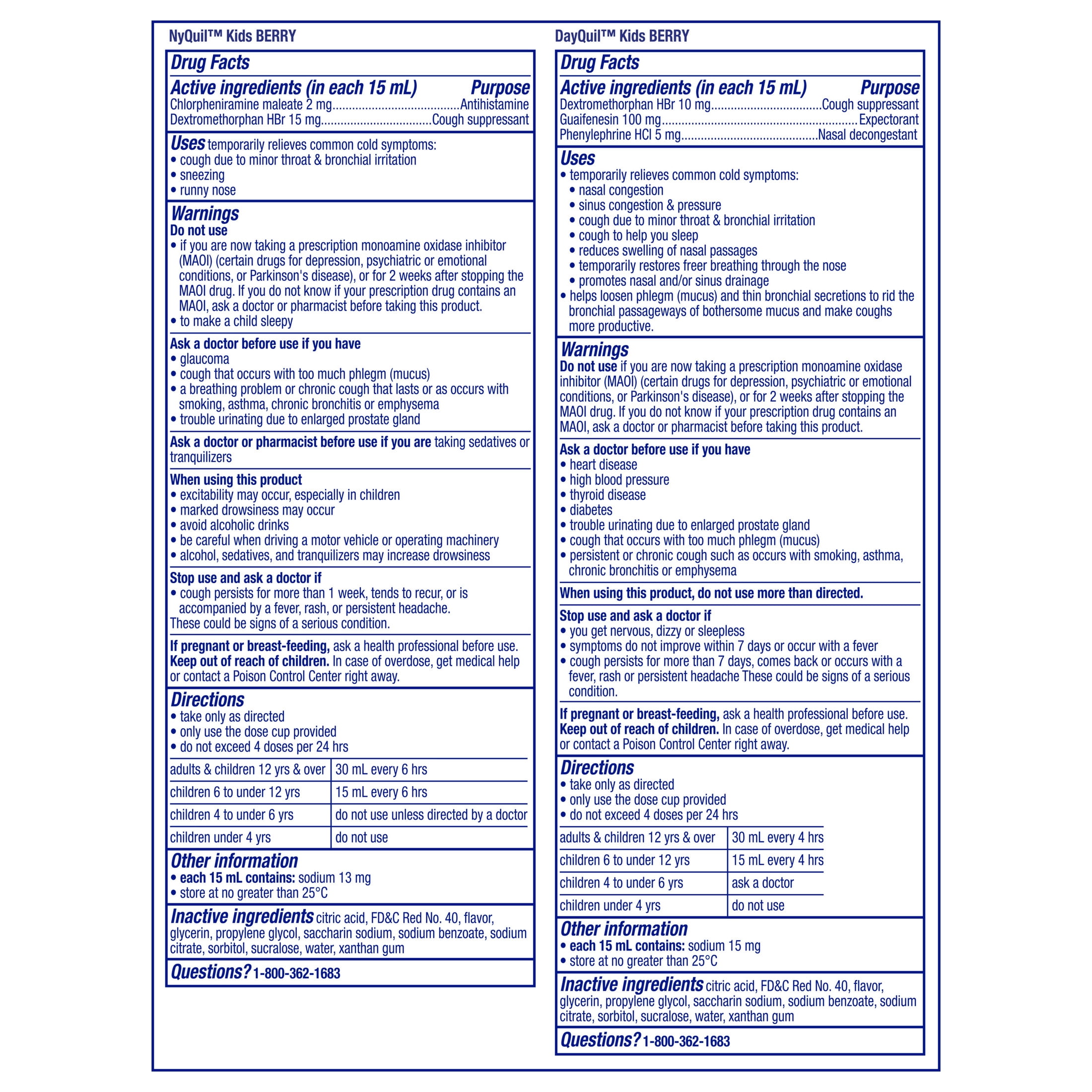 VICKS DayQuil and NyQuil Kids Cold & Cough Liquid, Cold Medicine for Children, Berry, 2x8 fl oz