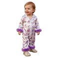 thumbnail image 2 of Elegyee Newborn Girls Halloween Satin Pajamas Cartoon Ghost Bow Long Sleeve Sleepwear Set, 2 of 5