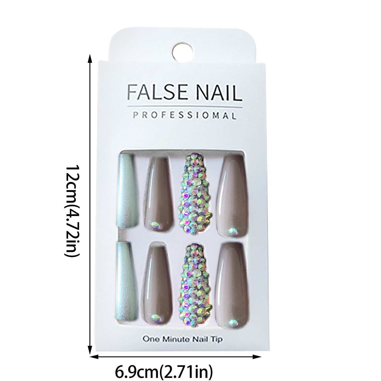 Valentines Day Nail Art Press On Nails Long, 3D Rhinestones Coffin Fake  Nails With Design False Nails With Glue For Women 24 Pcs 2Ml Nail Art J  Plastic - Walmart.com