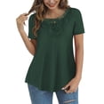 thumbnail image 1 of FOLUNSI Womens Plus Size Tops Short Sleeve Shirts Blouses Lace Pleated Tunic Tops M-4XL, 1 of 6