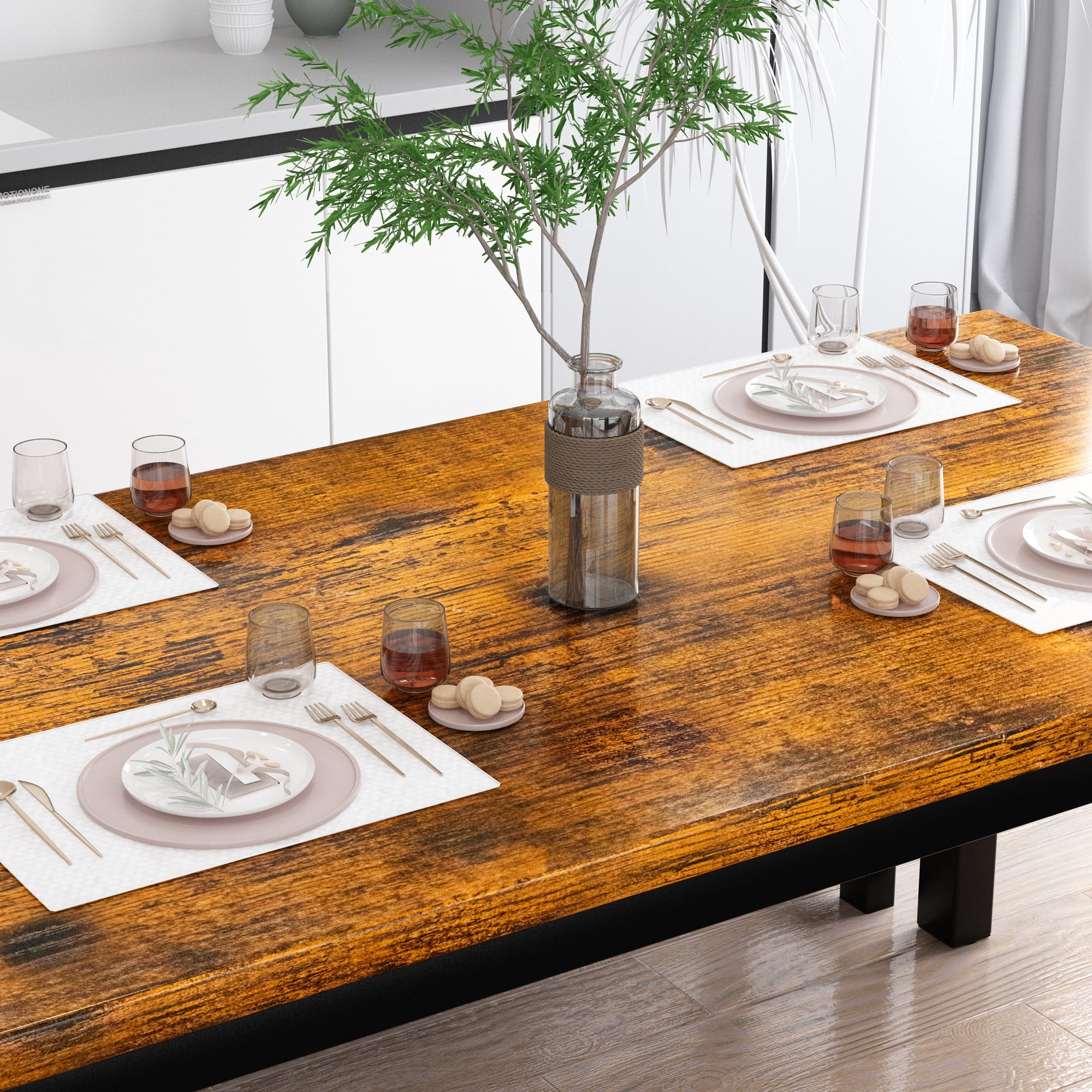 Baxluxe Dining Table Set, Rectangular Dining Table with Bench Set, Dining Table Set for 2-4 for Apartment, Kitchen and Dining Room, Antique Color