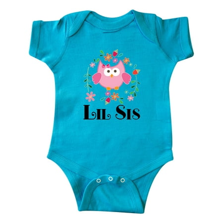 

Inktastic Lil Sis Girls Owl Sister Announcement Gift Baby Girl Bodysuit
