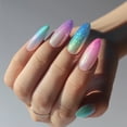 thumbnail image 5 of Gradient Color with Glitter Accents Press on Nails, Long Pointed Almond Glossy Translucent Artificial Nails, 24 Count, 5 of 7