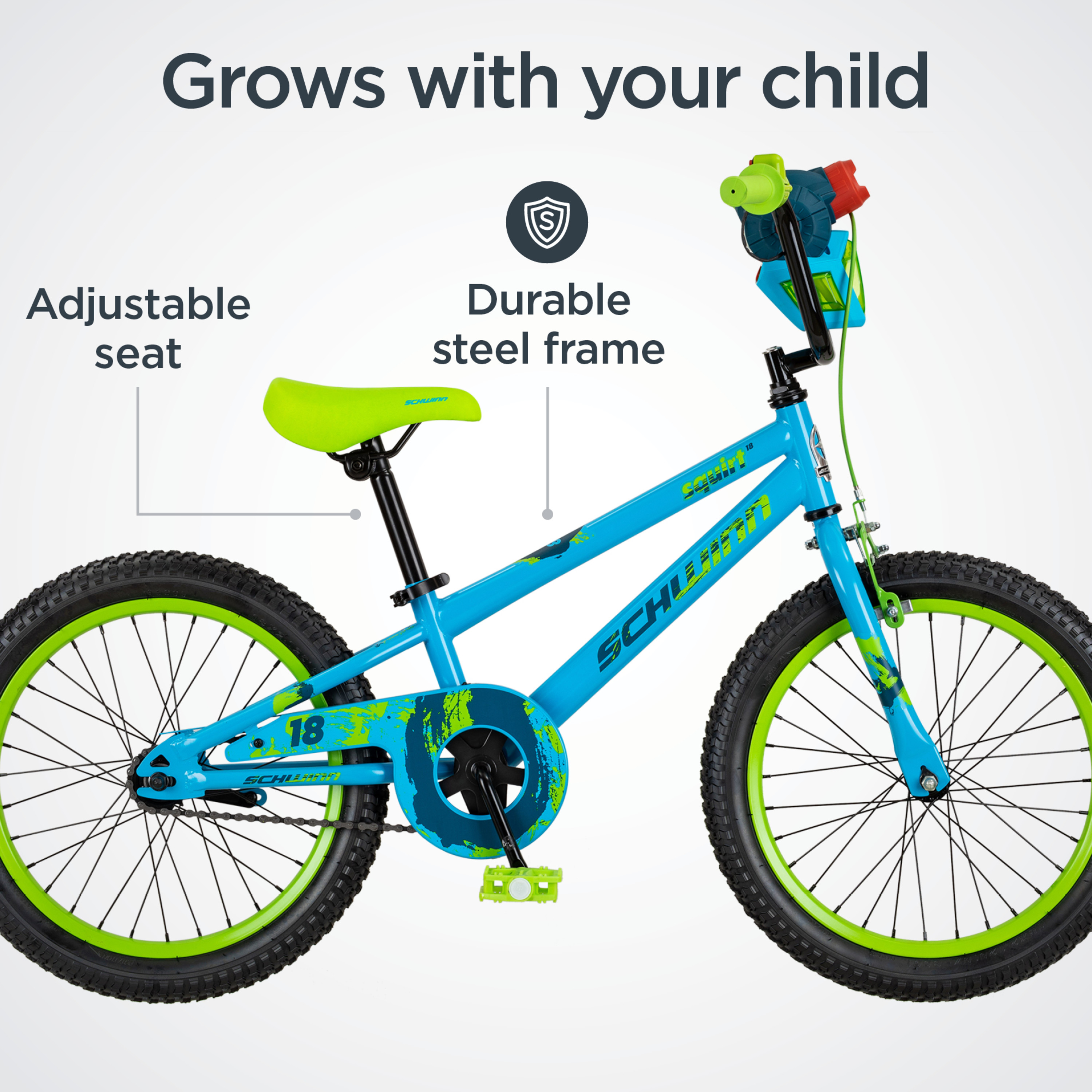 Schwinn Squirt Sidewalk Bike for Kids, 18-inch Wheels, Blue and Green - image 4 of 8