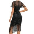 thumbnail image 4 of Wancir Women's Sparkly Sequin Mini Dress Shimmer Loose Short Shift Cocktail Party Dress with Fringe Hem, 4 of 4