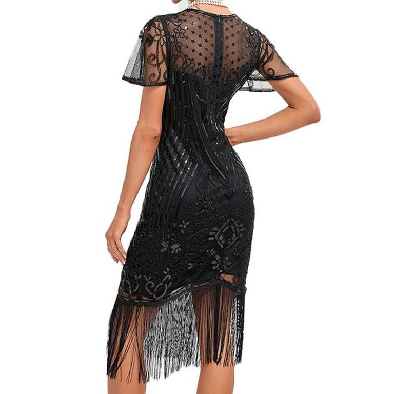 black 1920s dresses 20s Beaded and Fringed Flapper Dress main image 0