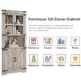 thumbnail image 4 of Tall Corner Storage Cabinet with Adjustable Shelves, Farmhouse Barn Door Design, Glass Accents, 4 of 6