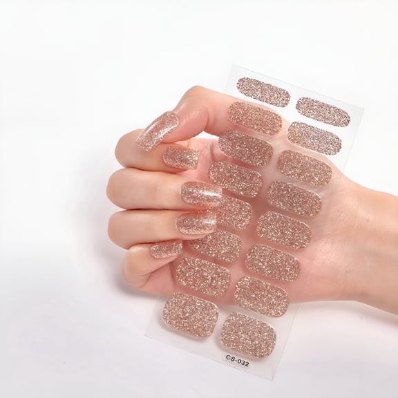 BPPEG 16 Sheets Glitter Nail Wraps Nail Polish Stickers Self Adhesive Nail Art Decals