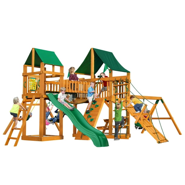 Gorilla Playsets Pioneer Peak Wooden Swing Set with Sunbrella® Canvas